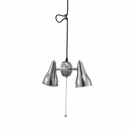 CLING 7 in. Dual Adjustable Metal Cone Pull String Pendant Ceiling, Brush Silver Nickel CL2629496